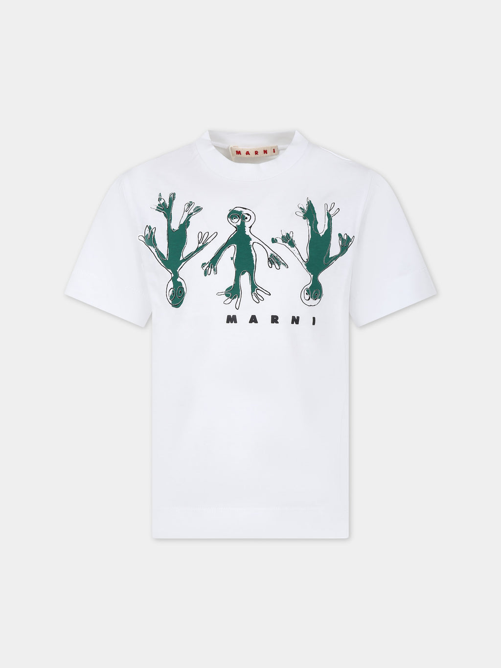White t-shirt for kids with logo and print